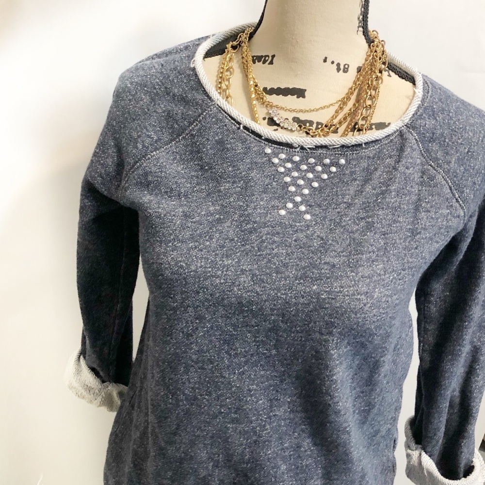 Ann Klein Denim studded sweatshirt - Picture 2 of 3